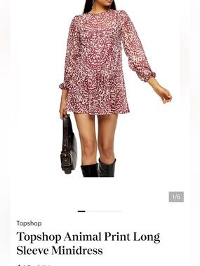 Topshop Animal Print Long Sleeve Minidress